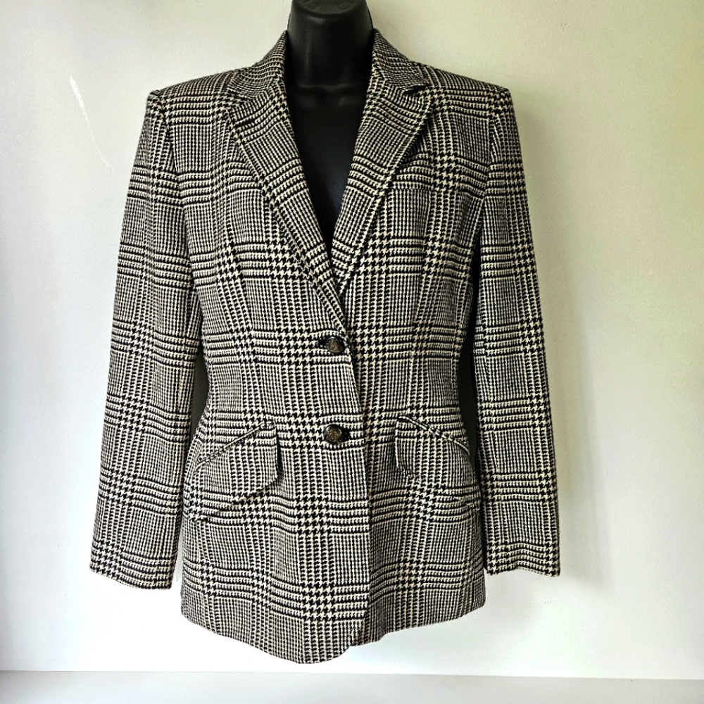 Ralph Lauren Black and White Plaid Blazer